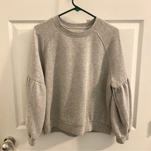 Aerie Puff Sleeve Gray Pullover Sweatshirt Size L